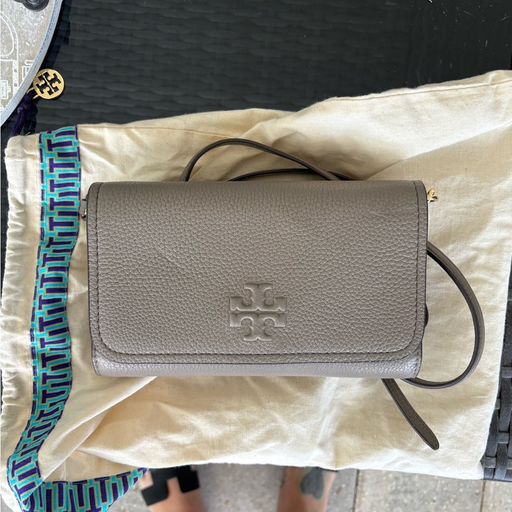 Tory Burch Taupe Leather Crossbody Bag